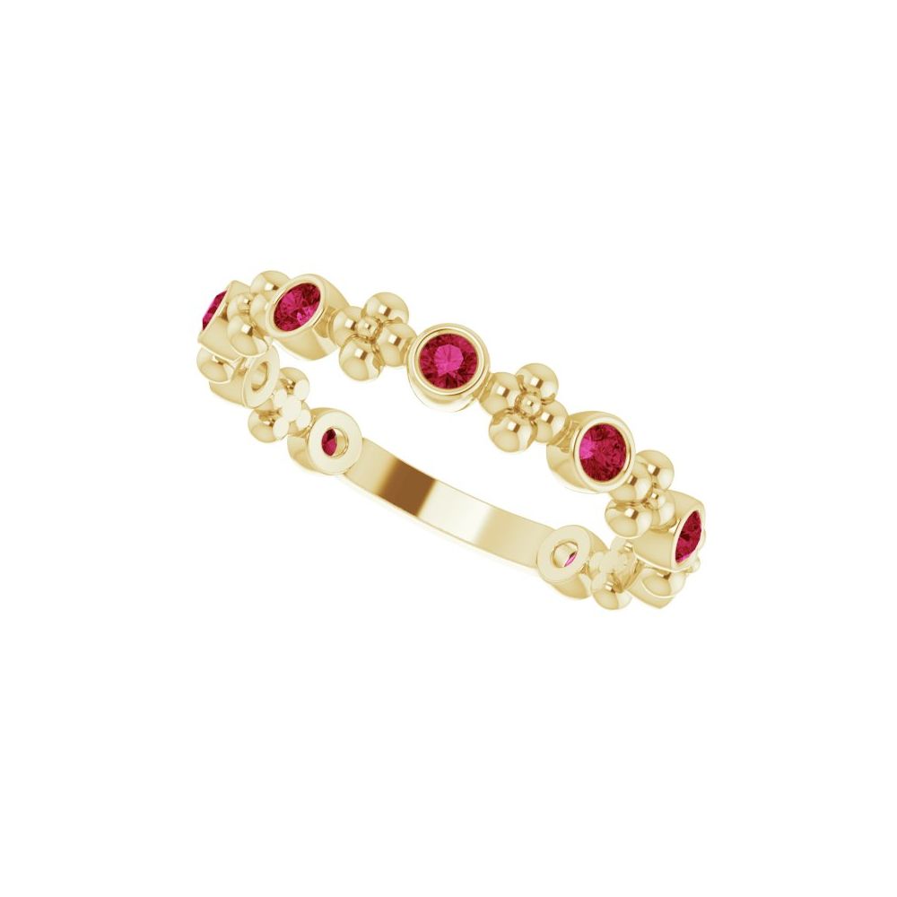 Bead and Bezel Ruby Stackable Band
