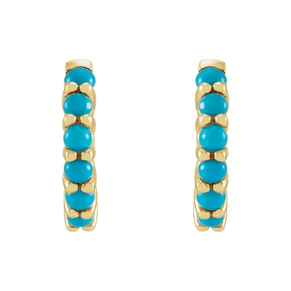 Turquoise and Gold Hoop Earrings (Small)