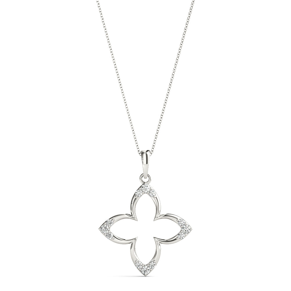 Clover Diamond Drop Pendant in 14k Gold
