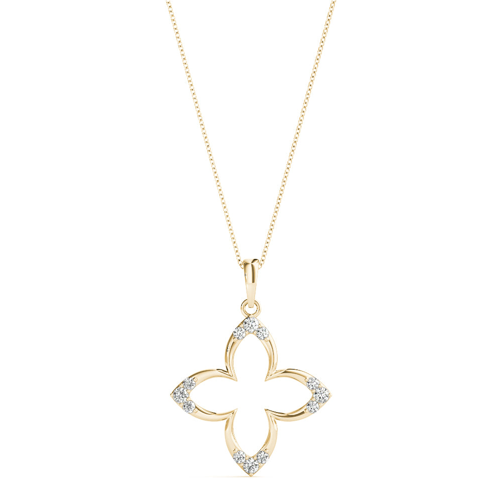 Clover Diamond Drop Pendant in 14k Gold