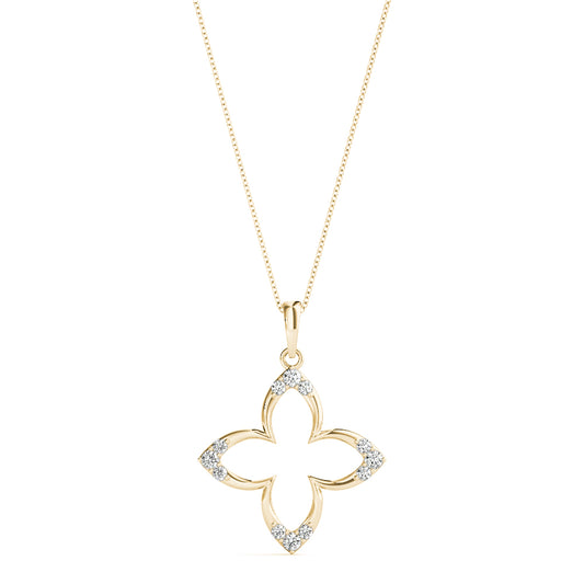 Clover Diamond Drop Pendant in 14k Gold