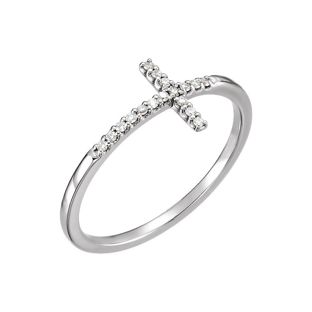 Diamond Sideways Cross Ring