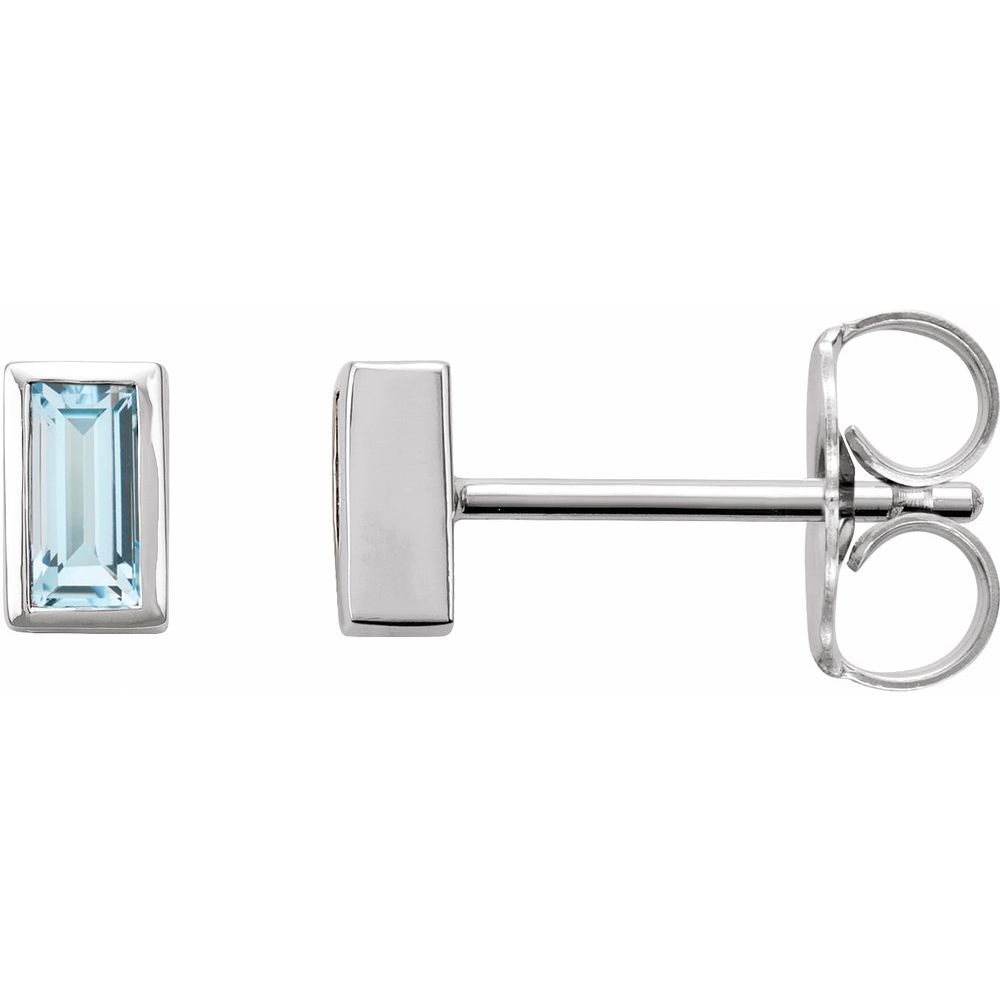 Bezel Set Blue Topaz Stud Earrings