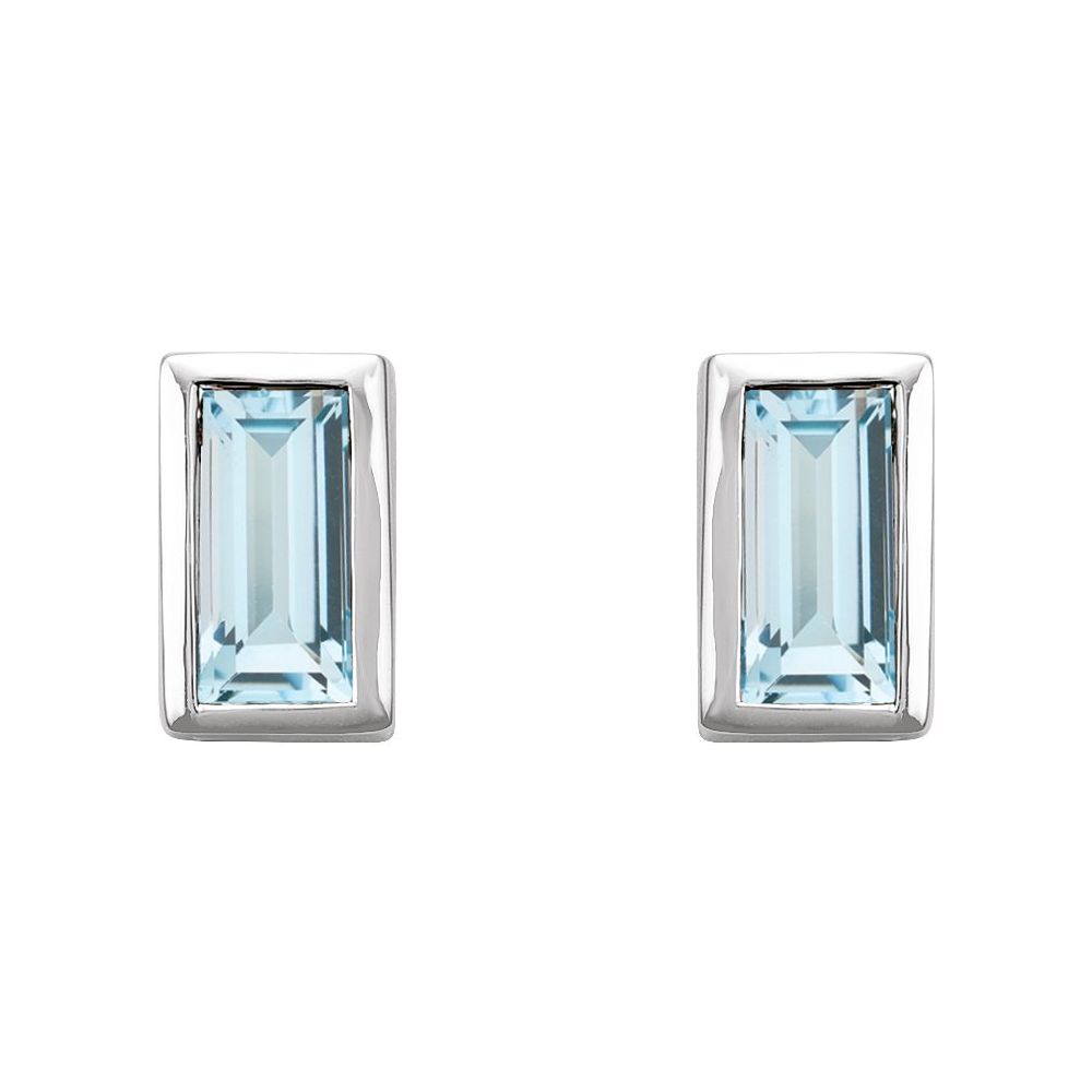 Bezel Set Blue Topaz Stud Earrings