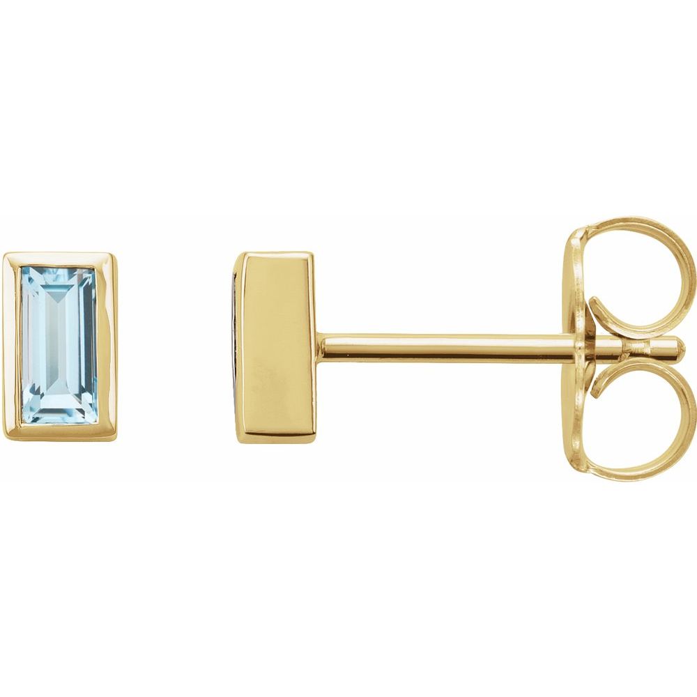 Bezel Set Blue Topaz Stud Earrings