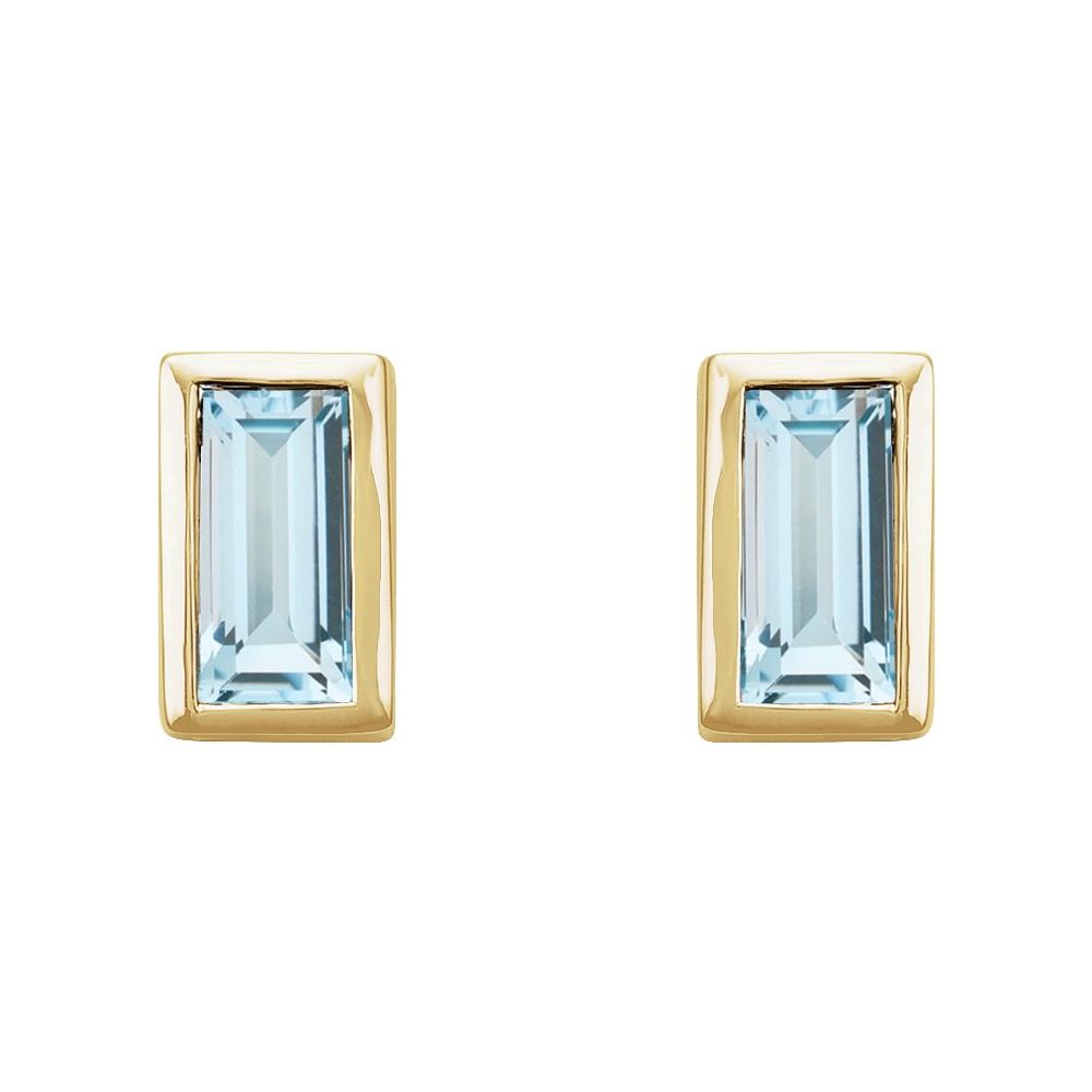 Bezel Set Blue Topaz Stud Earrings