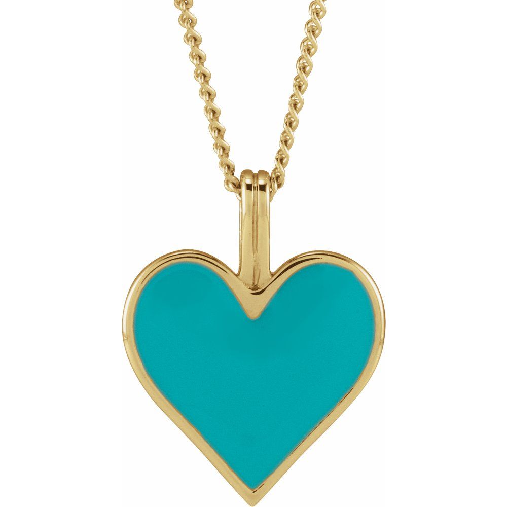 Turquoise Enamel Heart Pendant