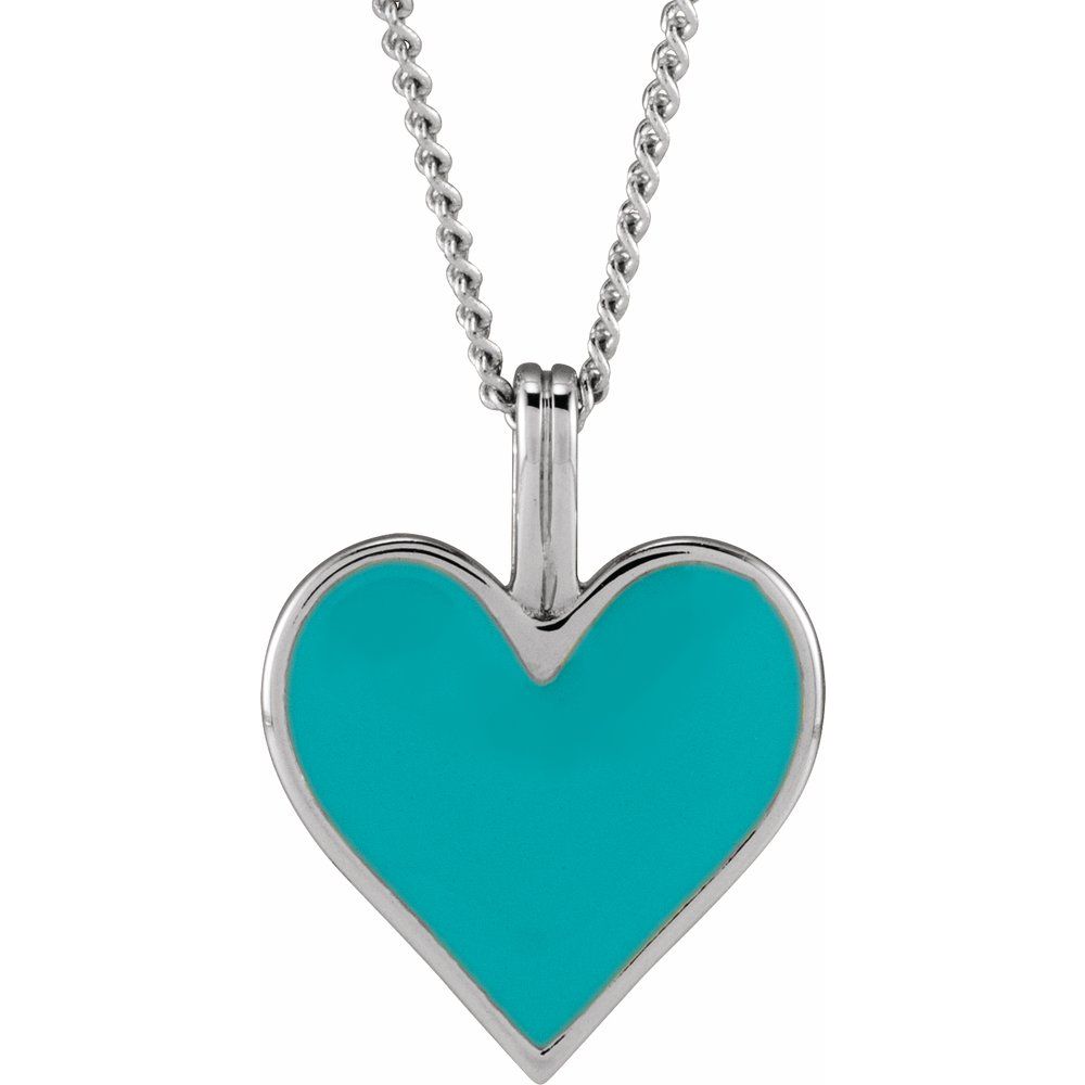 Turquoise Enamel Heart Pendant