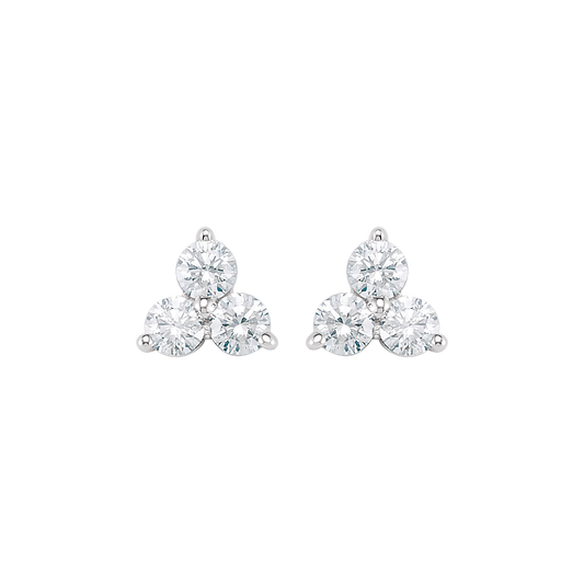 Three Stone Diamond Stud Earring