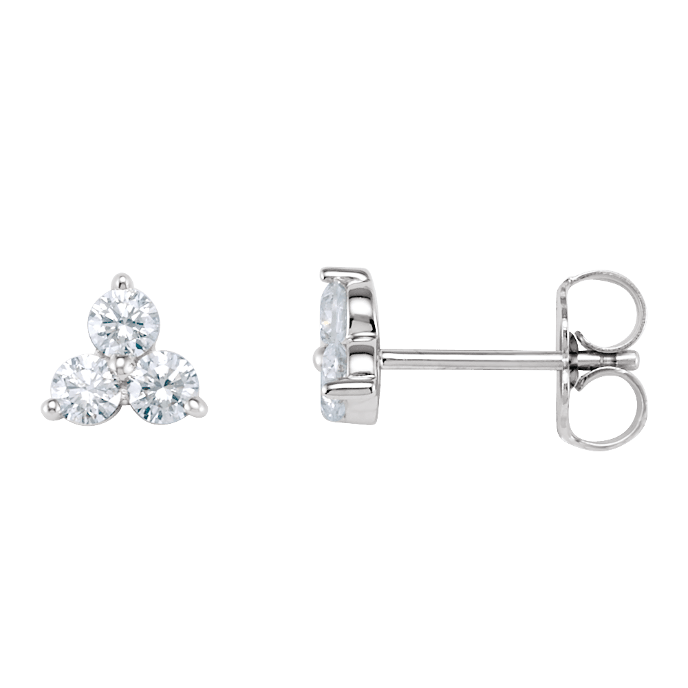 Three Stone Diamond Stud Earring