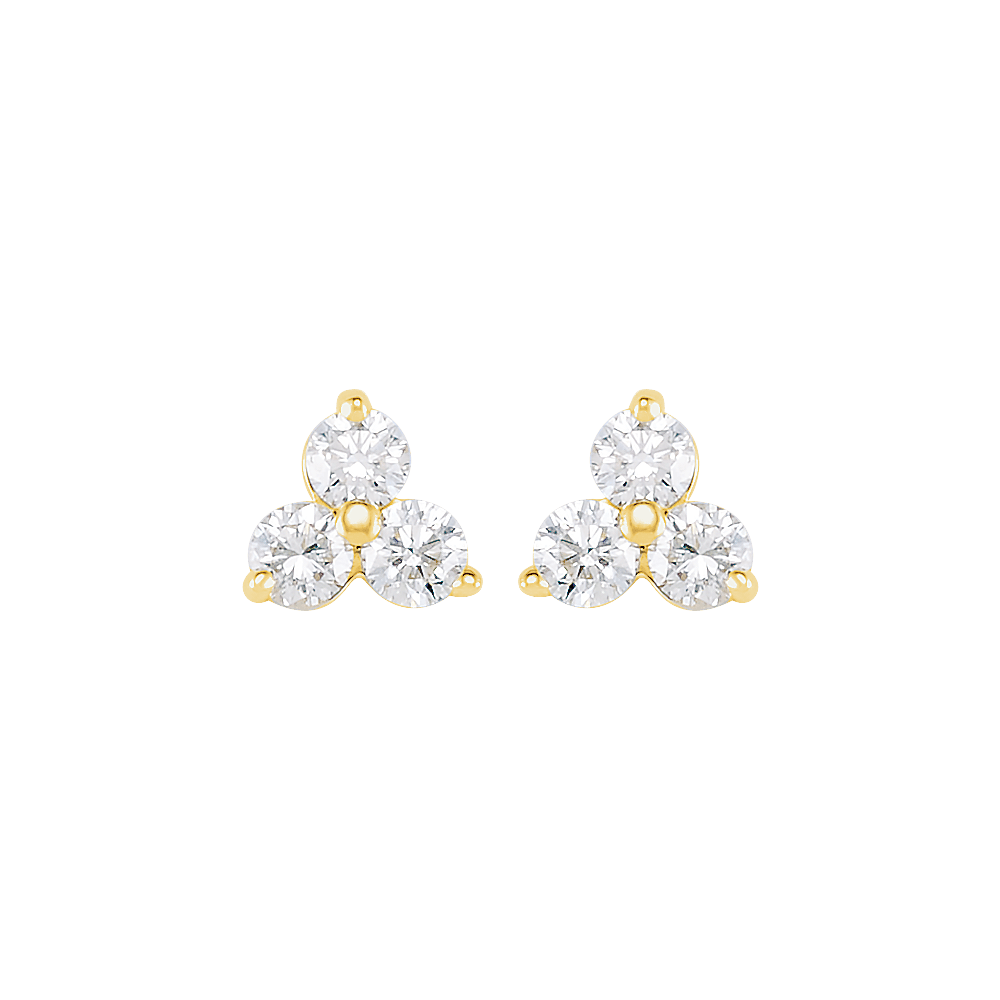 Three Stone Diamond Stud Earring