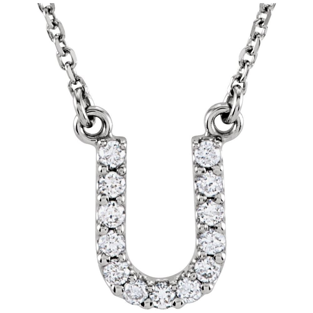 Diamond Initial Necklace on with Cable Chain