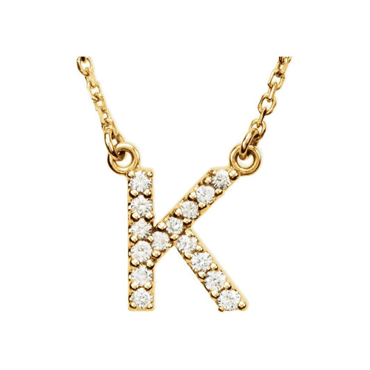 Diamond Initial Necklace on with Cable Chain