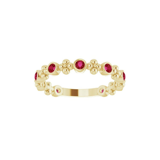 Bead and Bezel Ruby Stackable Band