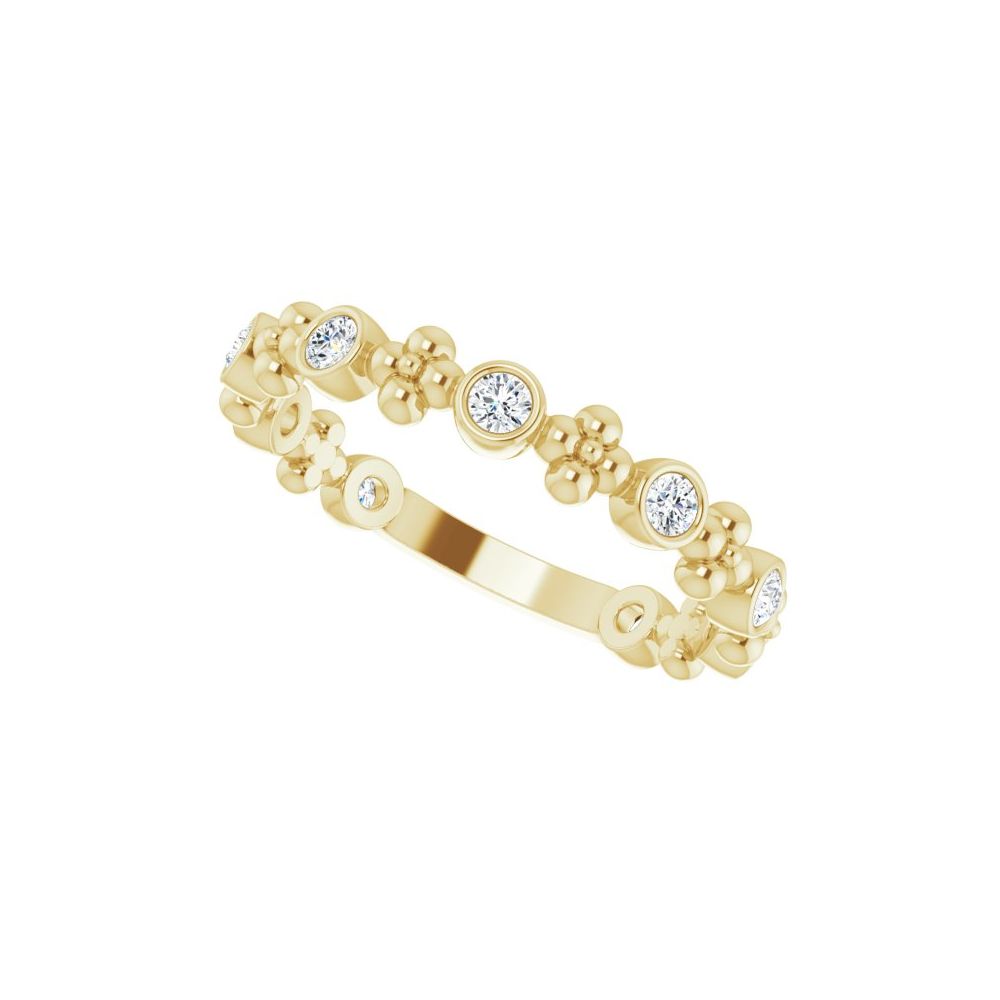 Bead and Bezel Diamond Stackable Band