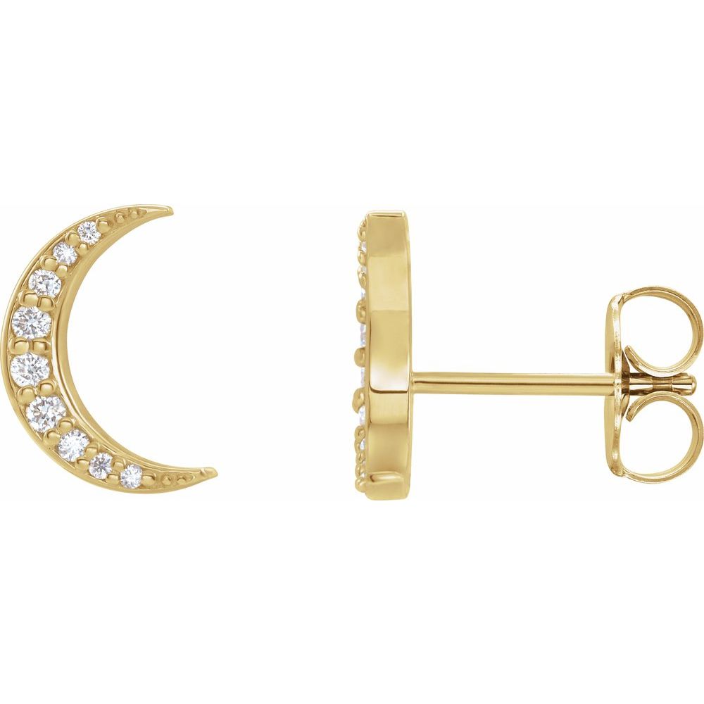 Crescent Moon and Diamond Earrings