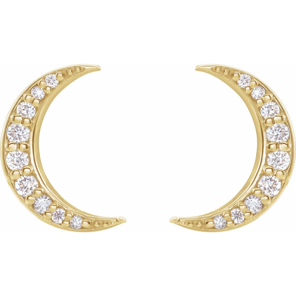 Crescent Moon and Diamond Earrings