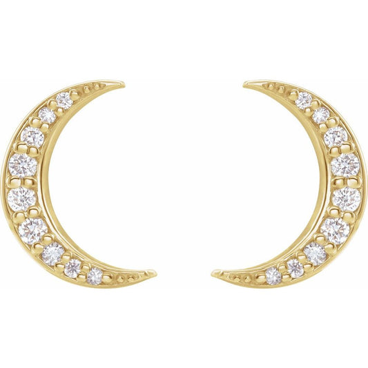 Crescent Moon and Diamond Earrings