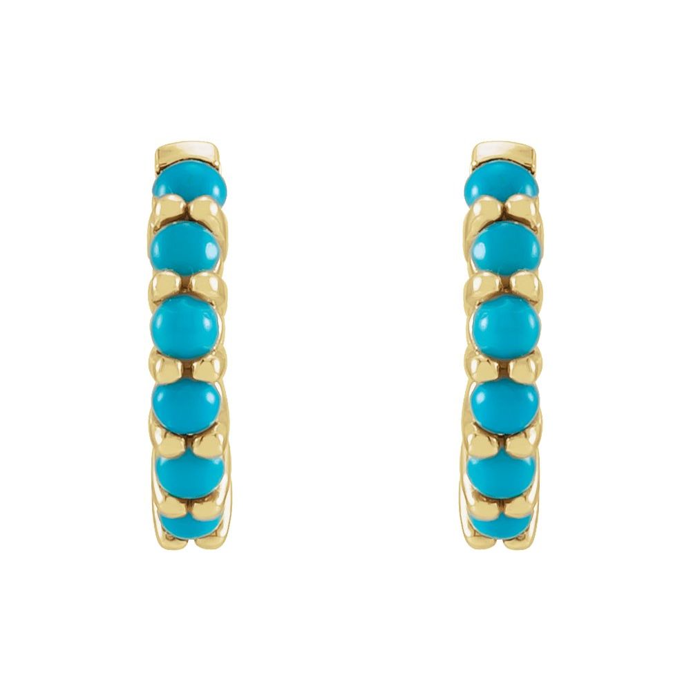 Turquoise and Gold Hoop Earrings (Small)