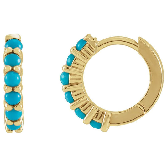 Turquoise and Gold Hoop Earrings (Small)