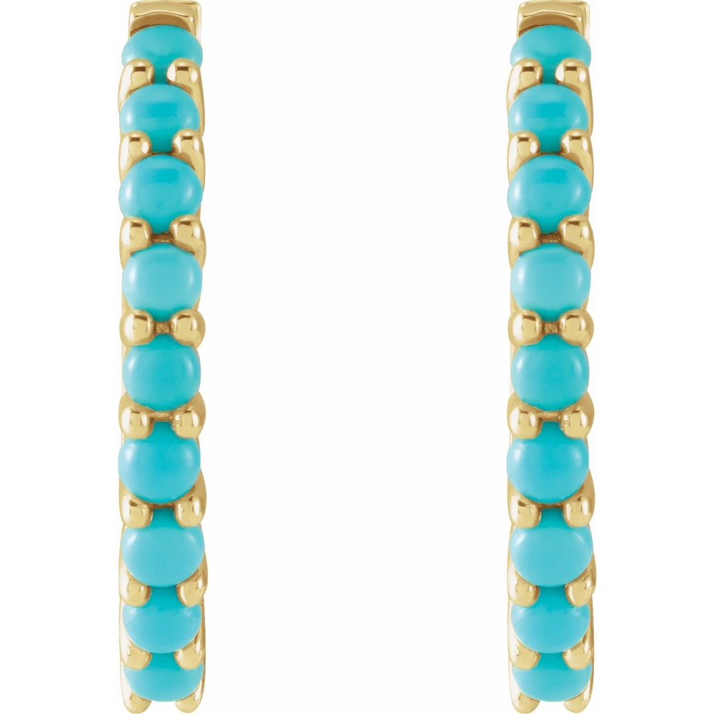 Turquoise and Gold Hoop Earrings (Medium)