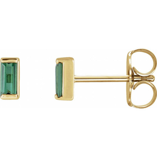 Channel Set Baguette Tourmaline Stud Earrings