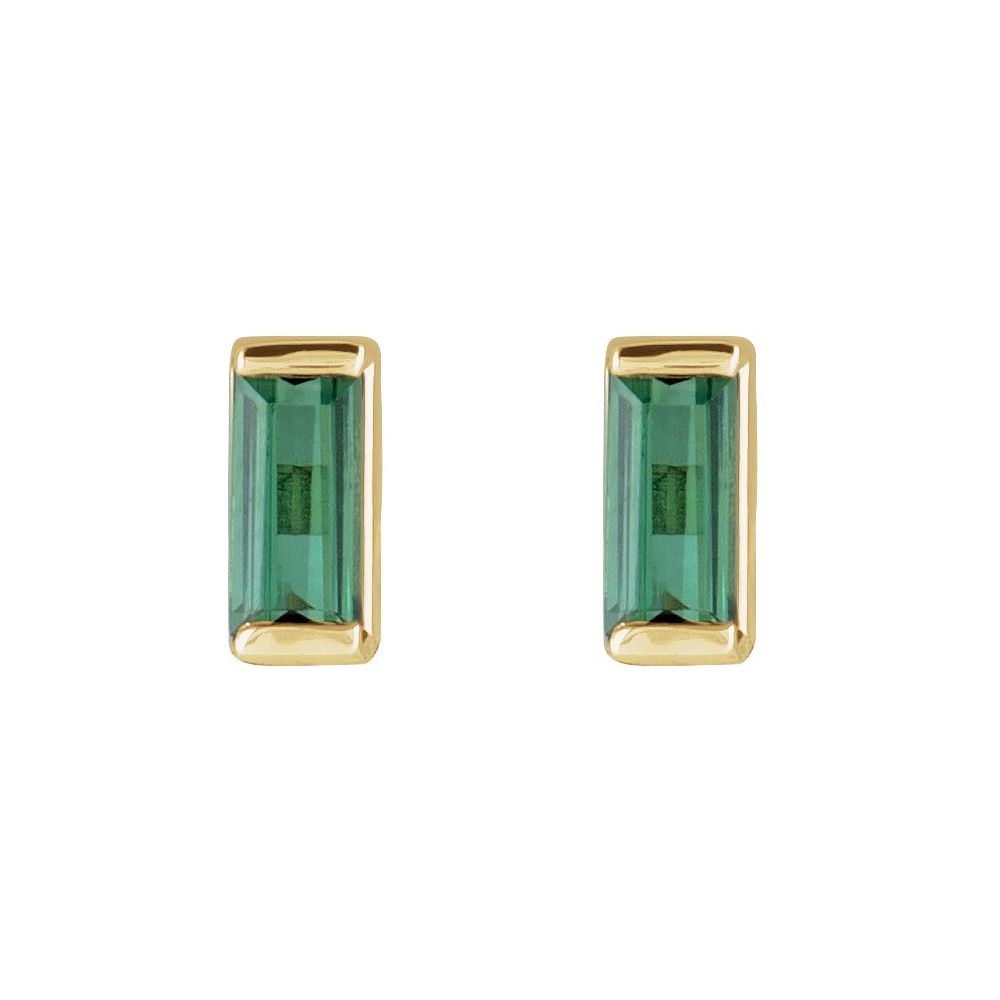 Channel Set Baguette Tourmaline Stud Earrings